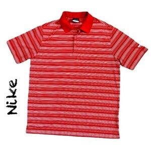 Nike Dry Fit Golf Shirt, Mens, Red/White, Large